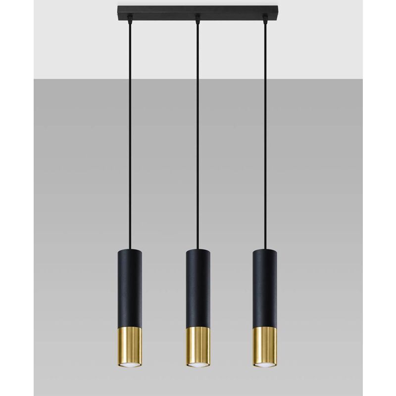 Sollux - Suspension loopez noir, or 3x GU10 IP20 SL.0954