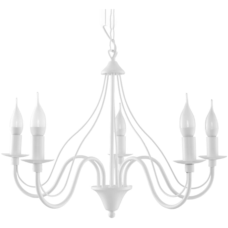 Lustre Minerwa acier 5xE14 Sollux