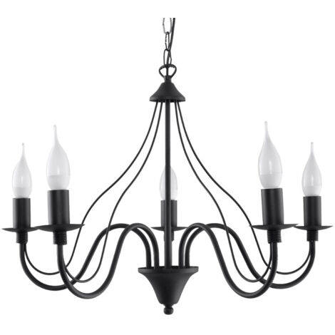 Sollux MINERWA - Lustre à 5 bras multiples noir, E14