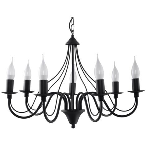 Sollux MINERWA - Lustre à 7 bras multiples noir, E14