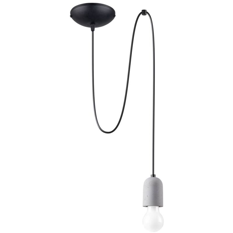 Image of Sollux - neso E27 lampada a sospensione 1 x 15W pvc nero, grigio cemento l: 40 cm l: 14 cm a: 190 cm dimmerabile