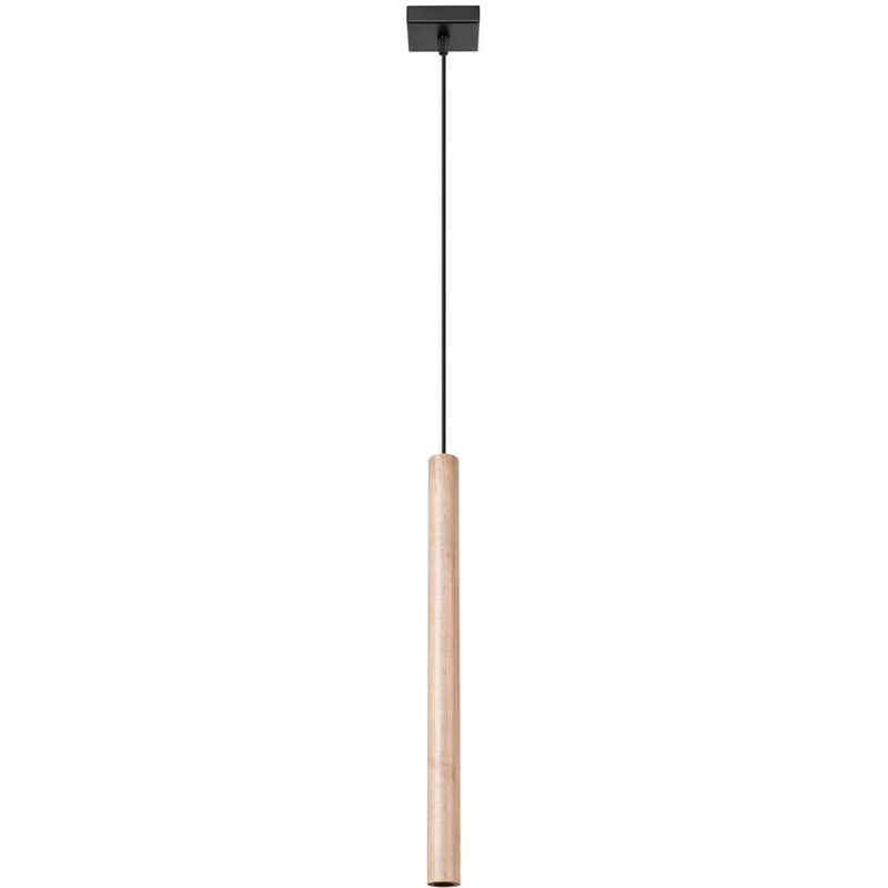 Image of Lampada a sospensione pastelo G9 1 x 8 w acciaio nero, legno l: 3,5 cm l: 3,5 cm a: 120 cm dimmerabile