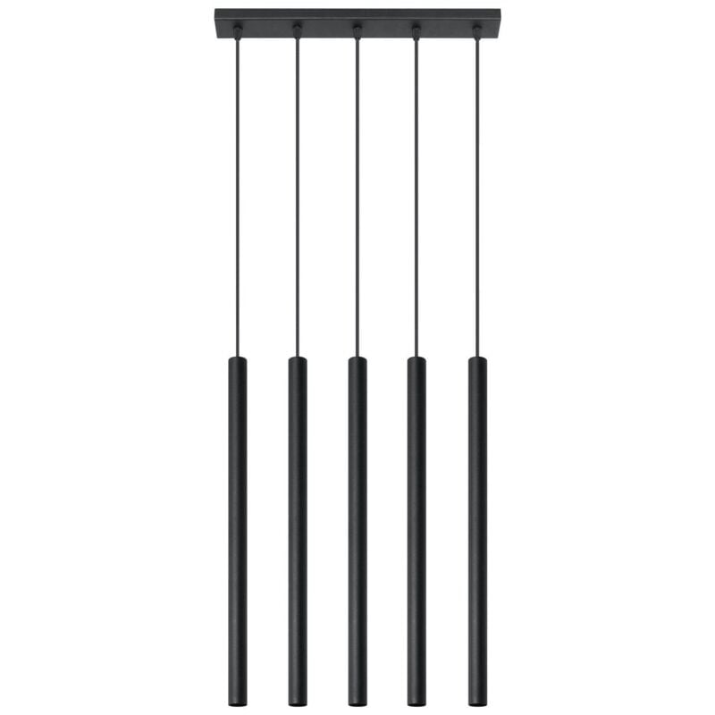 Pastelo - Pendente a goccia a 5 luci a barra dritta nera, G9 - Sollux