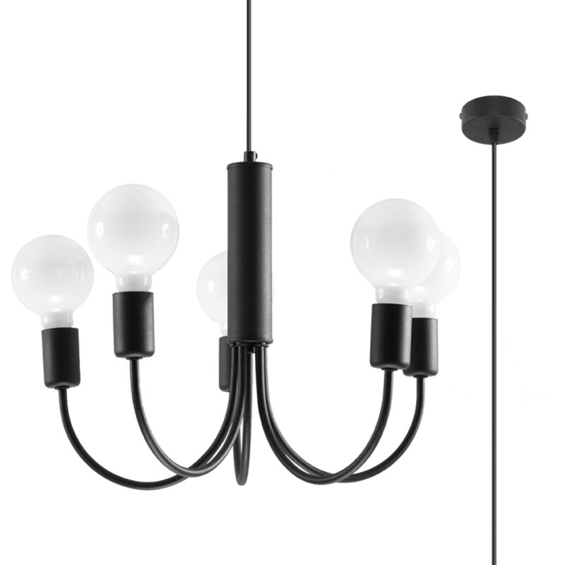 Image of Small 5 black chandelier