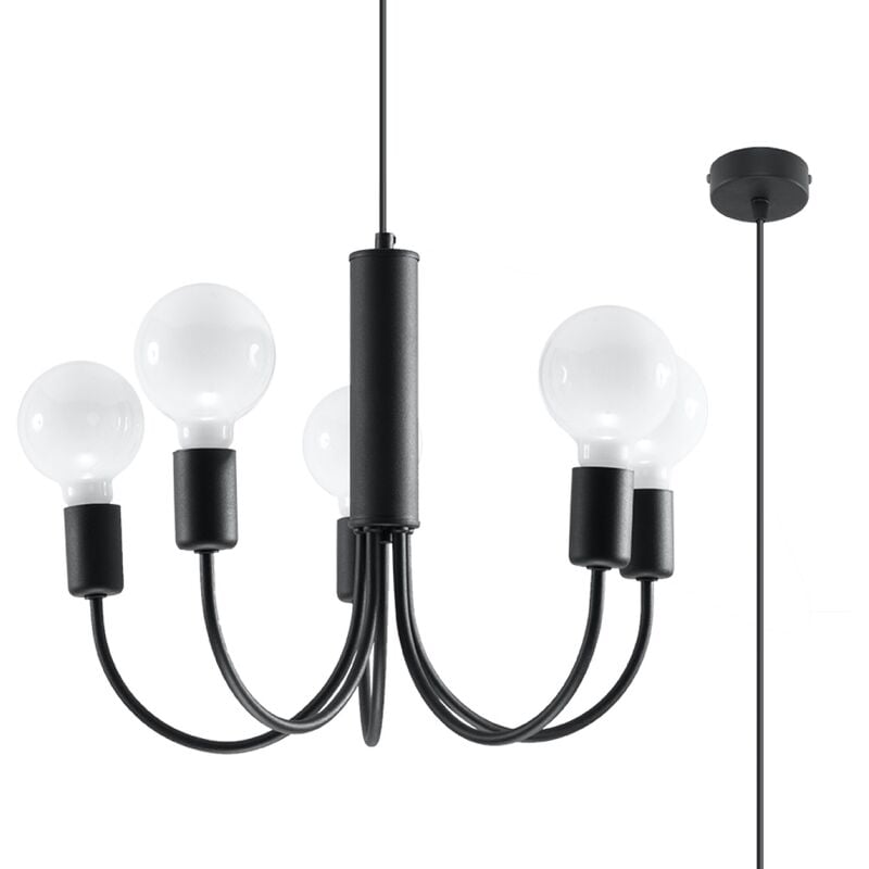 Lustre Piccolo acier 5xE27 Sollux