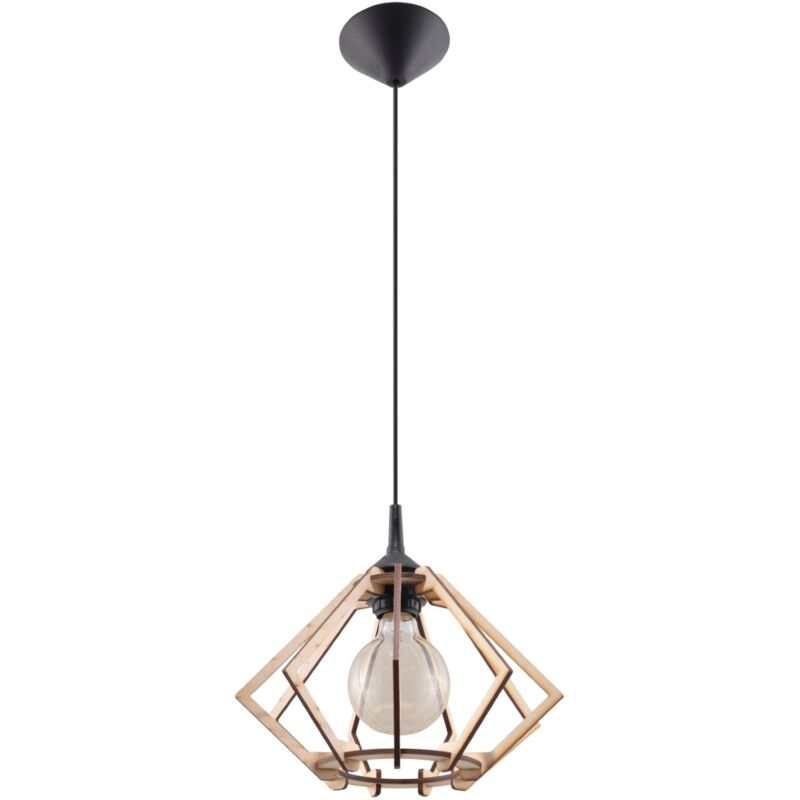 Sollux - pompelmo Lampe à Suspension Wire Frame Bois Naturel E27