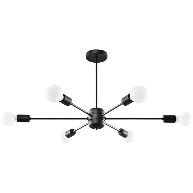 Ledbox - Sollux Lighting Lango Multi Arm Semi Flush Deckenleuchte, Schwarz, 6x E27
