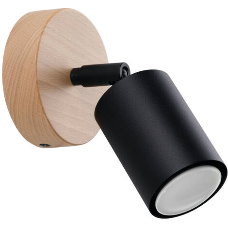 Sollux Verdo Moderner Einzelstrahler Holz, Schwarz 1x GU10