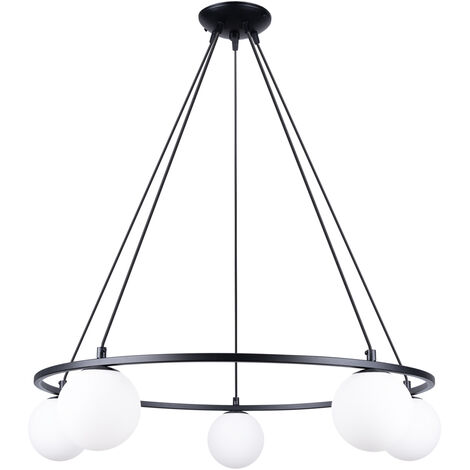 Sollux Yoli Plafonnier suspendu globe moderne noir 5x G9