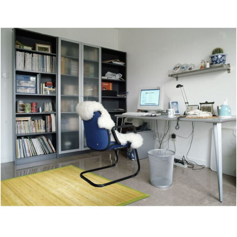 Thedecofactory - solo bamboo - Tapis en bambou larges lattes et ganse anis 120x180