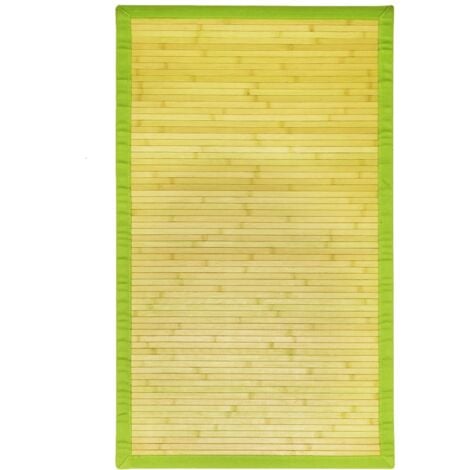 SOLO BAMBOO - Tapis en bambou larges lattes et ganse anis 120x70