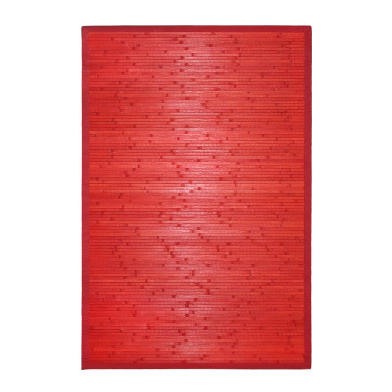 Thedecofactory - solo bamboo - Tapis en bambou larges lattes et ganse rouge 160x230 - Rouge