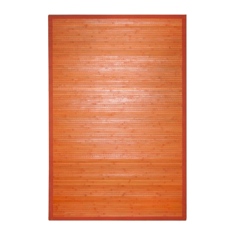 SOLO - Tapis en bambou larges lattes et ganse orange 120x180