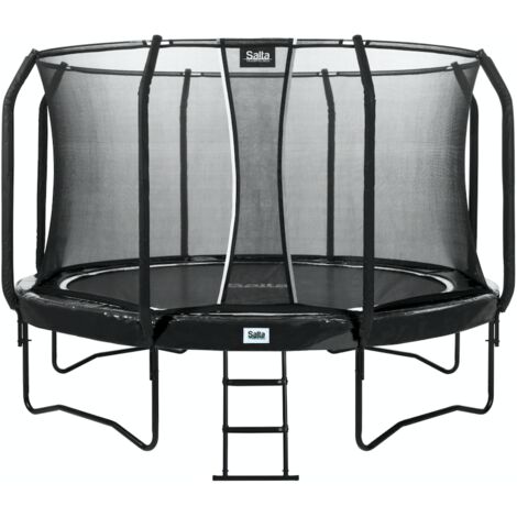 SOLO TRAMPOLINO Tappeto elastico da giardino rotondo 366cm - nero. Con rete di sicurezza e scaletta. Massimo comfort di salto. Qualità di prima classe.