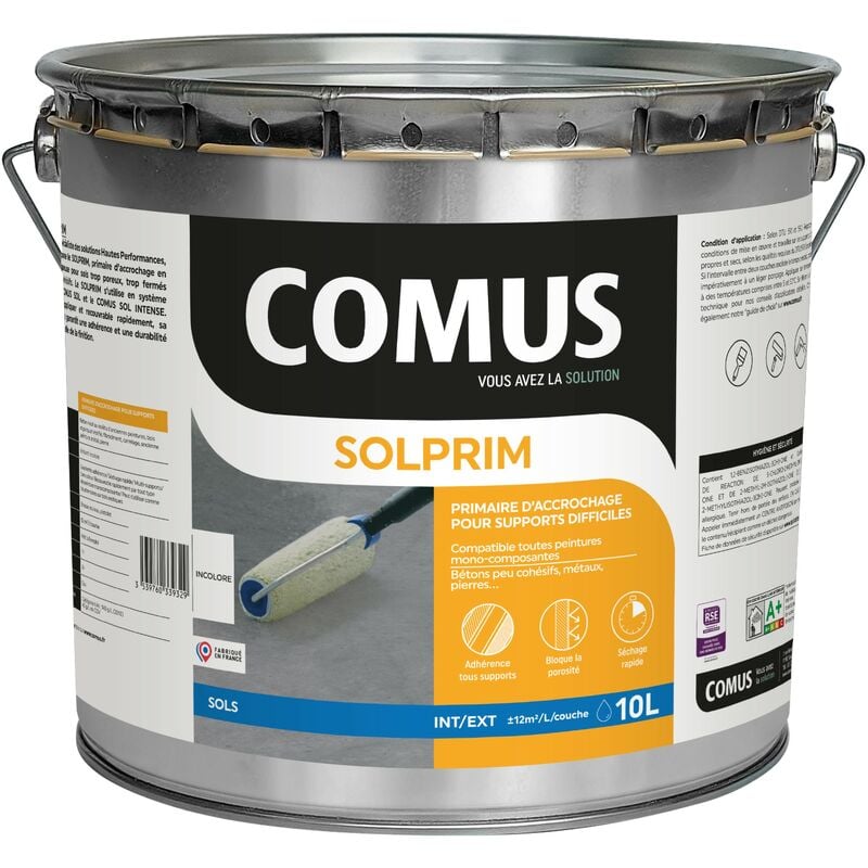 Solprim 10L - Primaire d'accrochage pour peinture monocomposante en phase aqueuse & solvant Comus