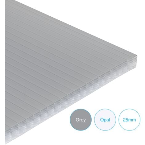 Solstice Multiwall Polycarbonate Sheet Grey/Opal Heat Resistant 2000mm x 1050mm x 25mm