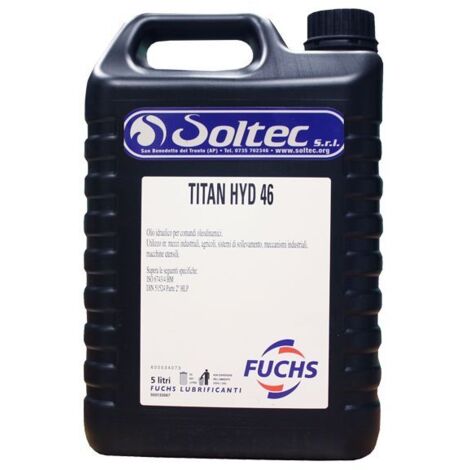 Soltec Srl Huile hydraulique pour Gru 5 L pour véhicules industriels agricoles mécanismes Fuchs Titan 46 Haute qualité