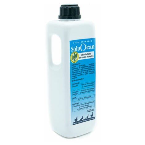Soluclean - Desinfección de gallineros, perreras, comederos y Material de cría - Producto Natural para disolver en Agua y Limpiar Las instalaciones (500 ml)