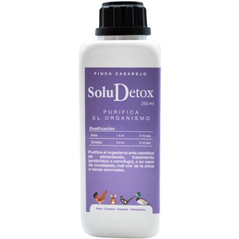 SoluDetox – Complemento nutricional para aves de corral y conejos – Apoyo hepático y nutricional – Formato 250 ml (Ref. FCSCDTOX )