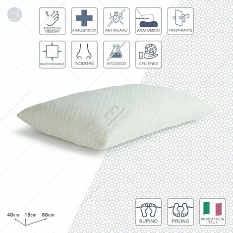 Soluko  Cuscino Memory Foam Fiocchi 15 cm – Guanciale Ergonomico per Cervicale – Traspirante, Antiallergico, Lavabile – Made in Italy – Supporto Ortopedico No Stress