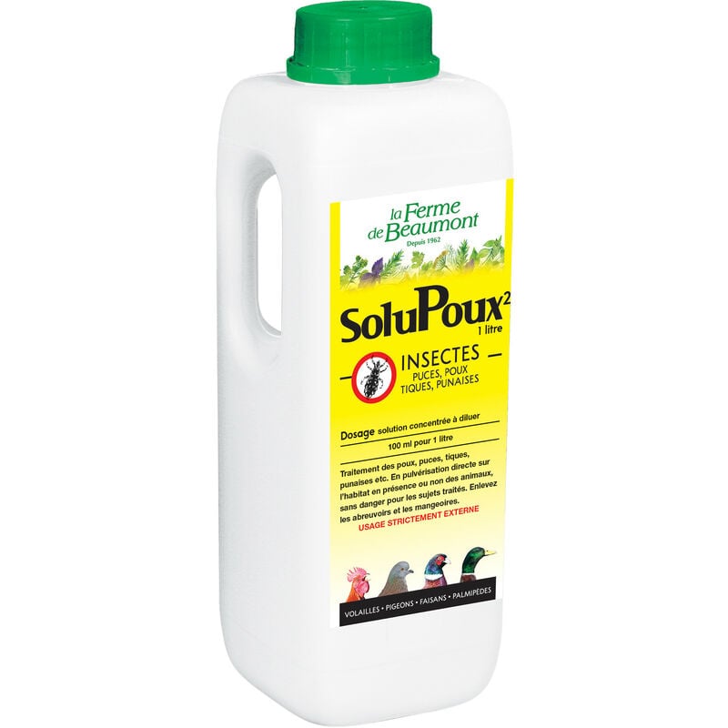 Ferme De Beaumont - Solupoux² 1 litre Contre les puces, poux, tiques, punaises