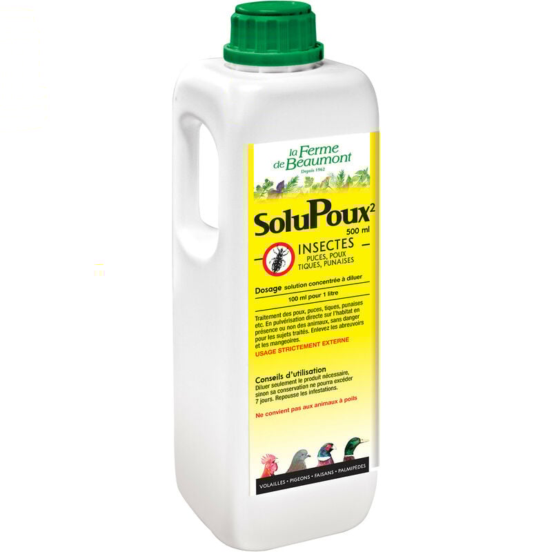 Ferme De Beaumont - Solupoux² 500 ml Contre les puces, poux, tiques, punaises