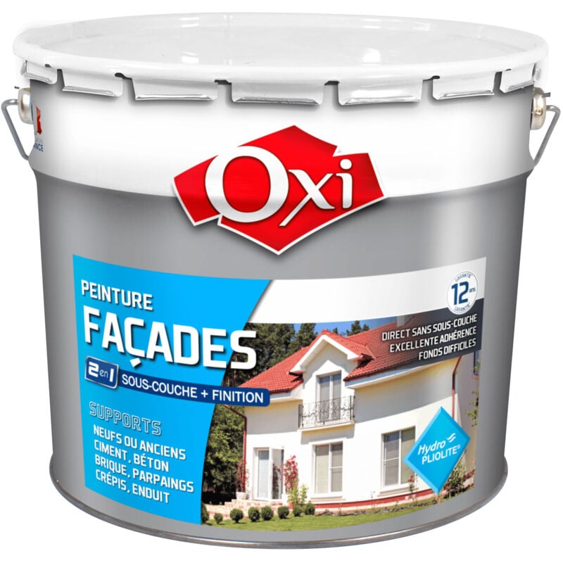 Solution extérieure façades oxi peinture façade 2 en 1 Gris Anthracite ral 7016 10 litres