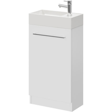 main image of "Solutions Gloss White 450mm Compact Vanity Unit and Basin with 1 Tap Hole"