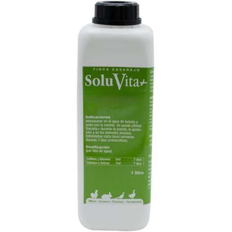 SoluVita 1L - Vitaminas para Gallinas, Conejos, Faisanes, Anátidas y Otras Aves - Apoyo nutricional en épocas de alta demanda