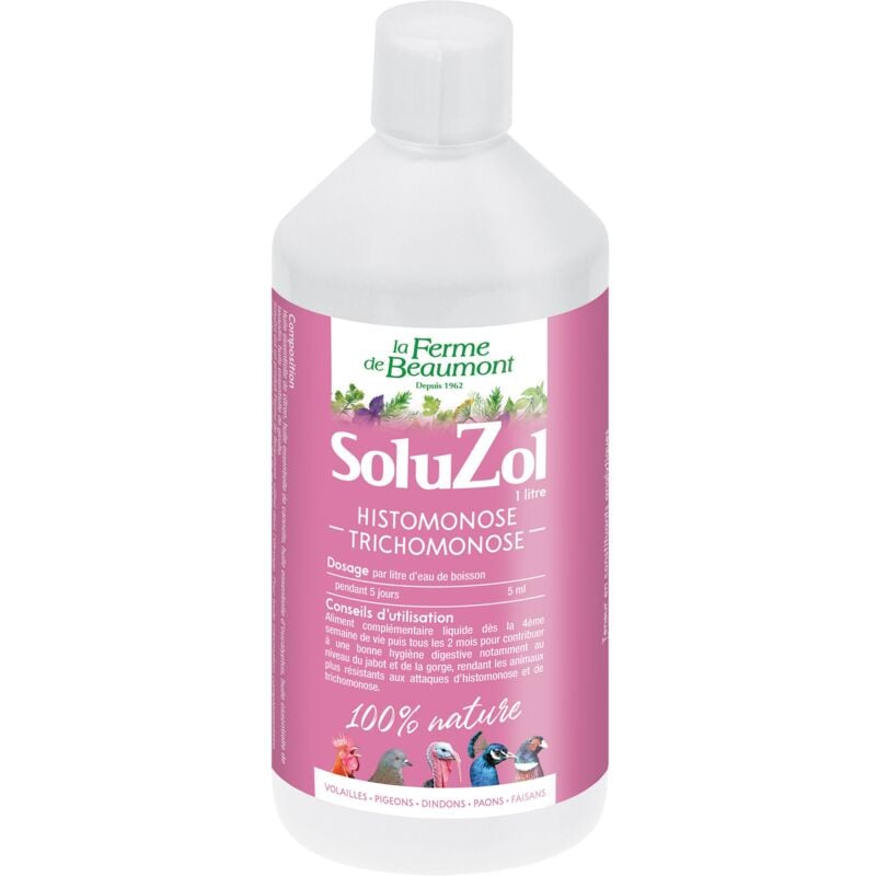 Ferme De Beaumont - SoluZol 1 litre Histomonose Trichomonose pigeons, volailles