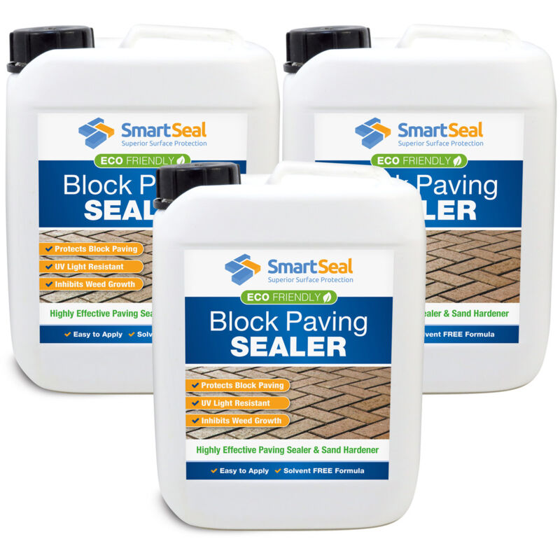 Smartseal - Solvent-Free Block Paving Sealer / Weed Inhibitor - 3 x 5 Litre