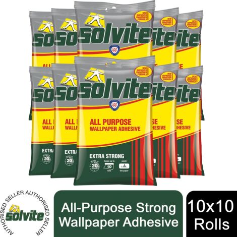Solvite All-Purpose Extra Strong Wallpaper Adhesive, 10 Sachets (approx 100 rolls)