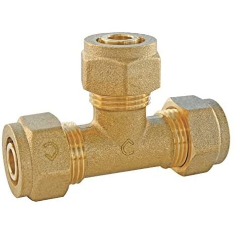 SOMATHERM FOR YOU - Compressione Tee (vite) pari a PEX Ø20 pipe Per connettere un tubo PER Ø20 semplicemente avvitando un dado senza strumento specifico (2 chiavi piatta sufficiente)