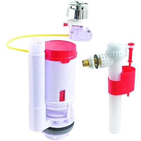 Somatherm For You – Pack mécanisme WC à câble double chasse – Robinet flotteur alimentation latérale – Déclenchement 3/6 litres – Ajustable 190 à 300 mm