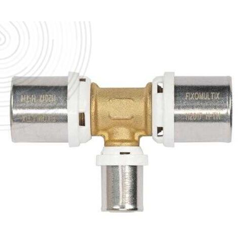 Somatherm – Raccord en té réduit multicouche Ø26x16x26 – Système anti-fuite – Joints toriques EPDM – Bague de sertissage inox – Compatible profils TH-H