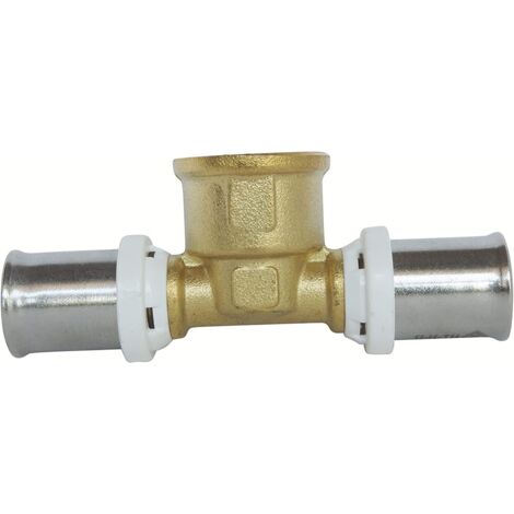 Somatherm – Raccord multicouche à sertir Té femelle Ø16 – Filetage F1/2' (15/21) – Acier inoxydable – Système anti-fuite
