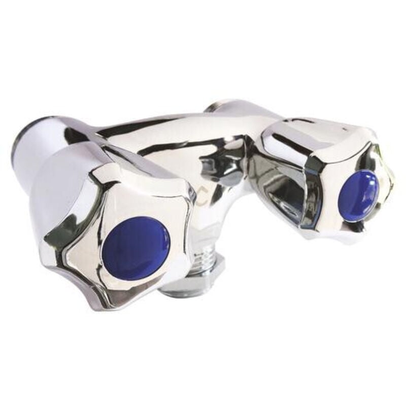 Robinet double laiton chrome sans raccord