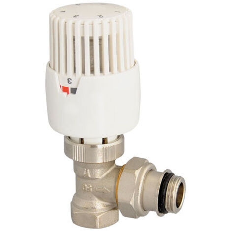 Somatherm – Robinet thermostatique équerre femelle 3/8' – Corps laiton nickelé – Plage de réglage 6,5° à 28°C – Système de montage rapide