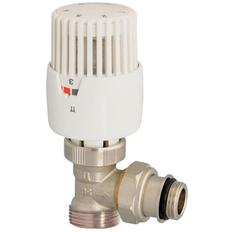Somatherm – Robinet thermostatique équerre Mâle 3/4 EK – Corps laiton nickelé – Plage de réglage 6,5° à 28°C – Protection anti-gel