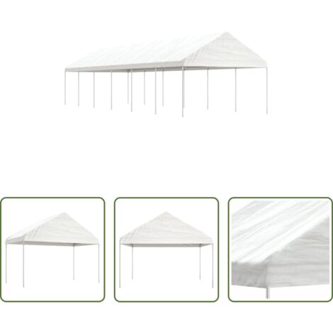 Sombra al aire libre -  Cenador con techo polietileno blanco 13,38x4,08x3,22 m