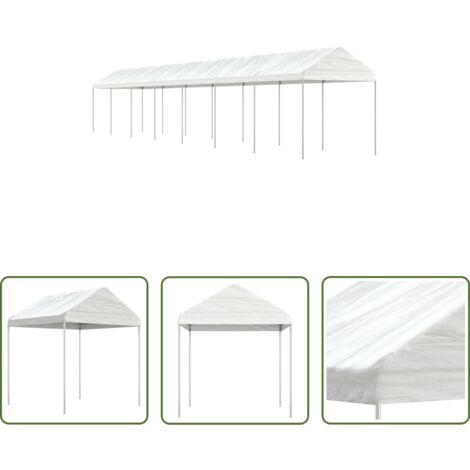 Sombra al aire libre -  Cenador con techo polietileno blanco 15,61x2,28x2,69 m