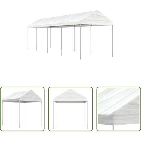 Sombra al aire libre -  Cenador con techo polietileno blanco 8,92x2,28x2,69 m
