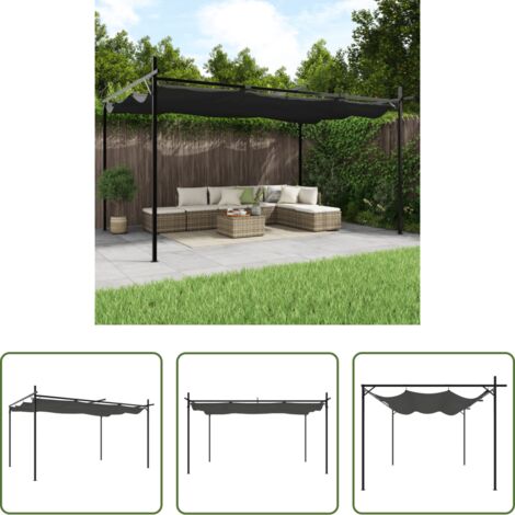 Sombra al aire libre -  Pérgola con cubierta retráctil gris antracita 395x292x230 cm