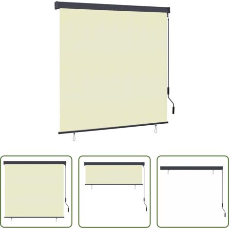 Sombra exterior -  Estor enrollable Rayado Crema 180 x 250 cm Tela y Aluminio