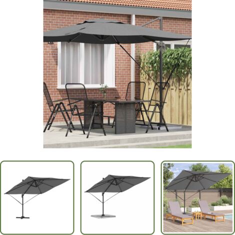 Sombra exterior -  Parasol Roma Antracita 286 x 284 x 265 cm Aluminio y poliéster
