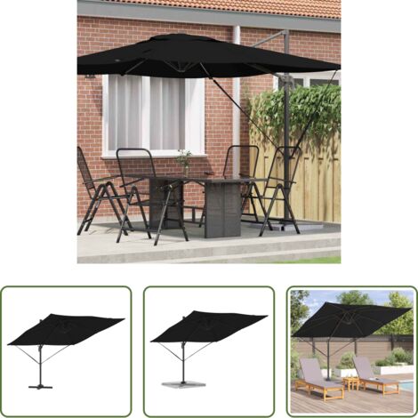 Sombra exterior -  Parasol Roma Negro 286 x 284 x 265 cm Aluminio y poliéster