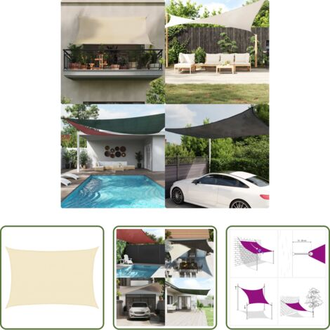 Sombra exterior -  Toldo de vela rectangular HDPE 4x6 m crema