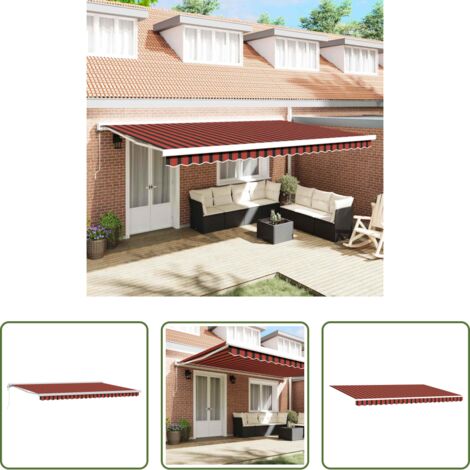 Sombra exterior -  Toldo Naranja y Marrón 500 x 300 x 165 cm Poliéster y Aluminio