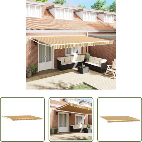 Sombra exterior -  Toldo Retráctil Multicolor 500 x 300 cm Poliéster y Aluminio