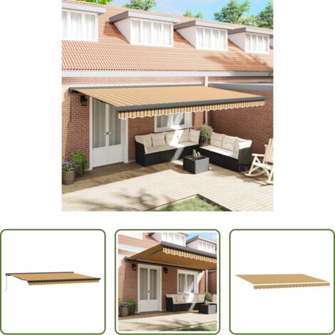 Sombra exterior -  Toldo Retráctil Multicolor 500 x 300 cm Tela y Metal